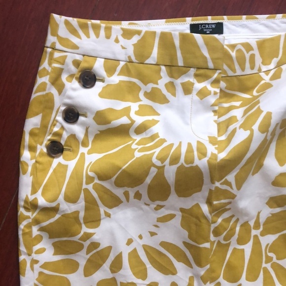 J Crew Mini Cotton Stretch Skirt size 2 Mustard & White - Picture 7 of 8